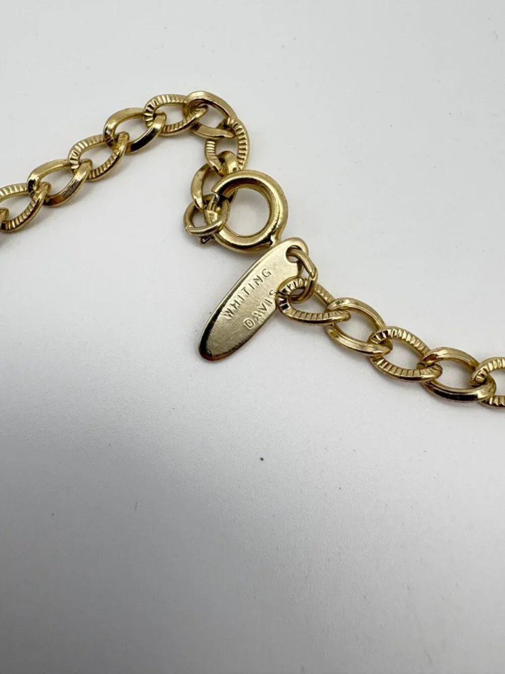 Vintage Whiting & Davis Gold Tone Textured Curb Link Chain Necklace 26 in